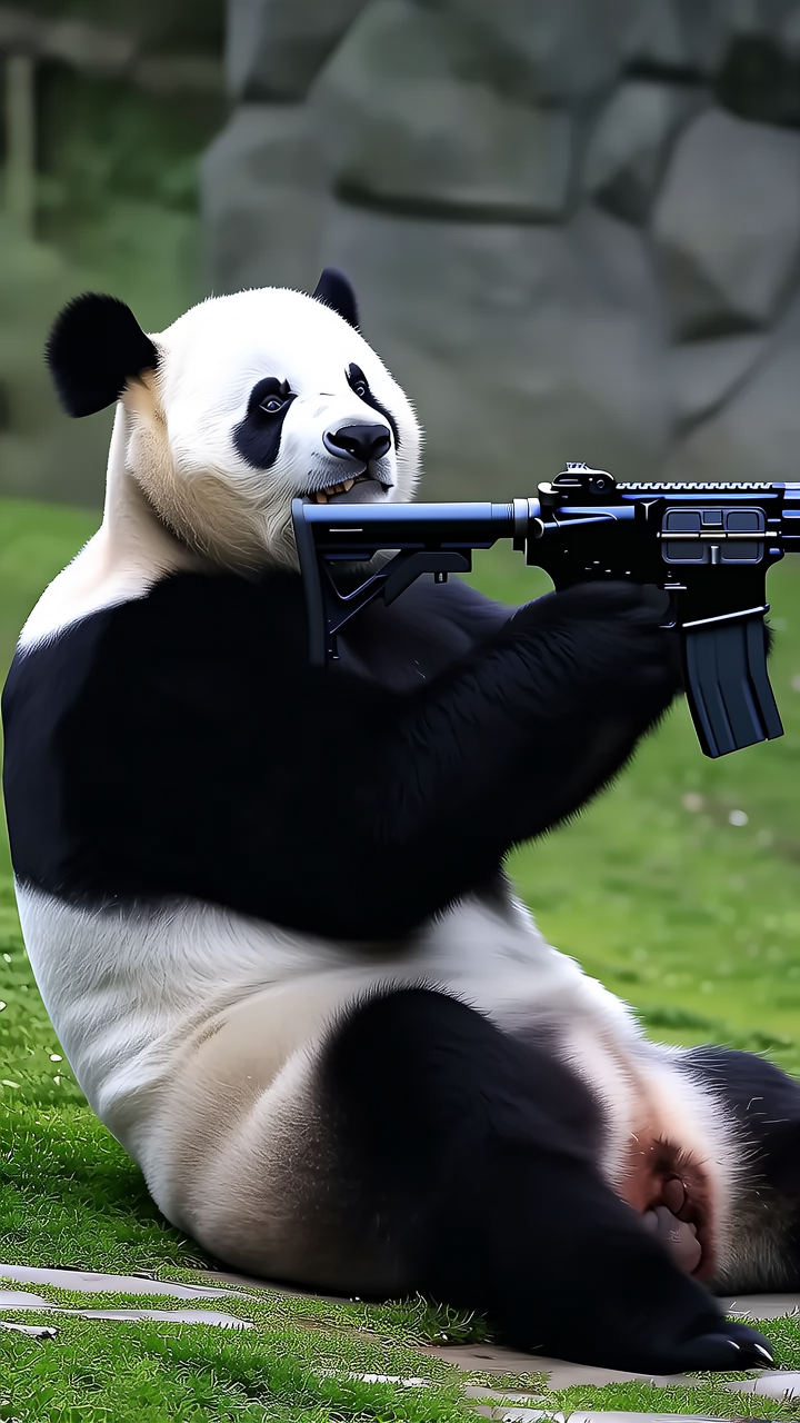 熊猫打枪，