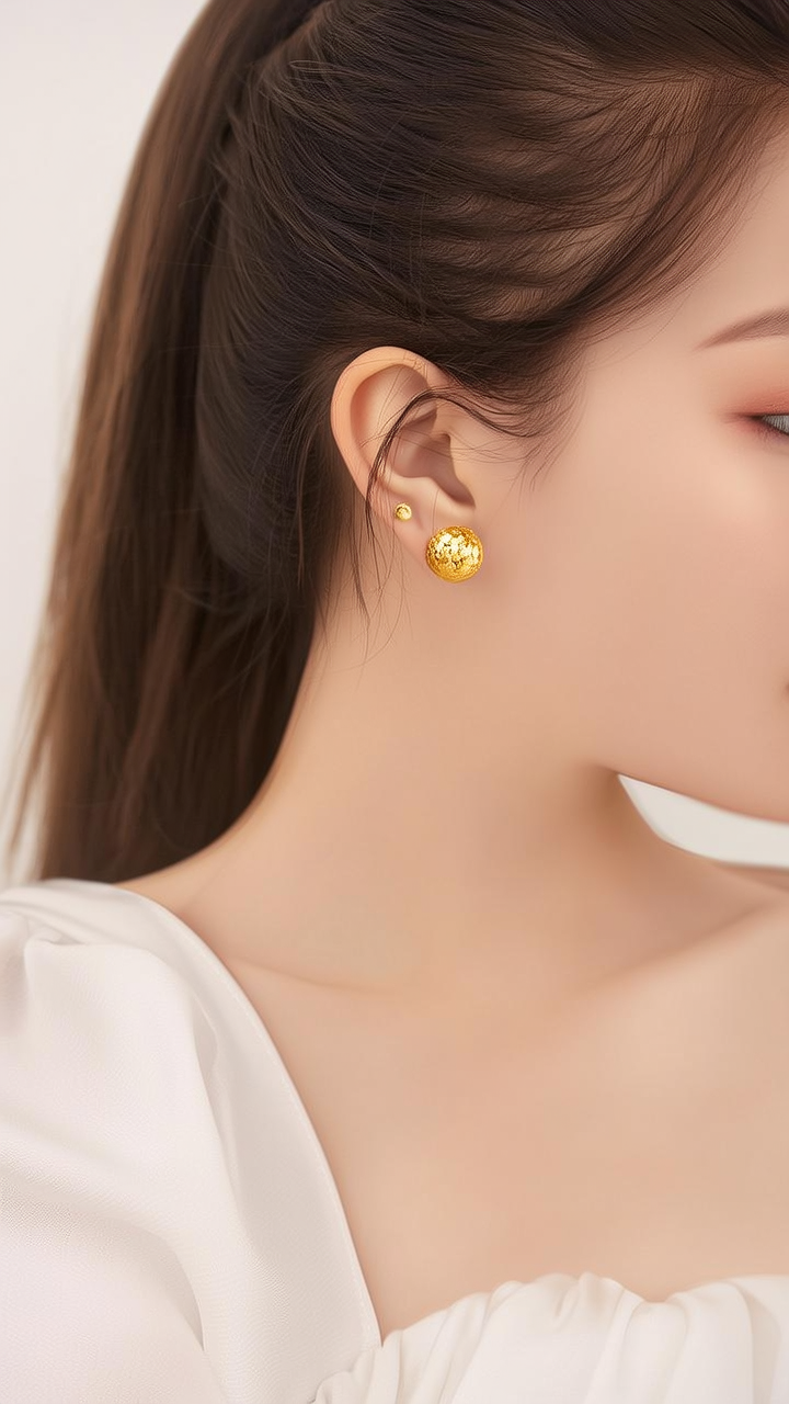 金耳钉图片真实