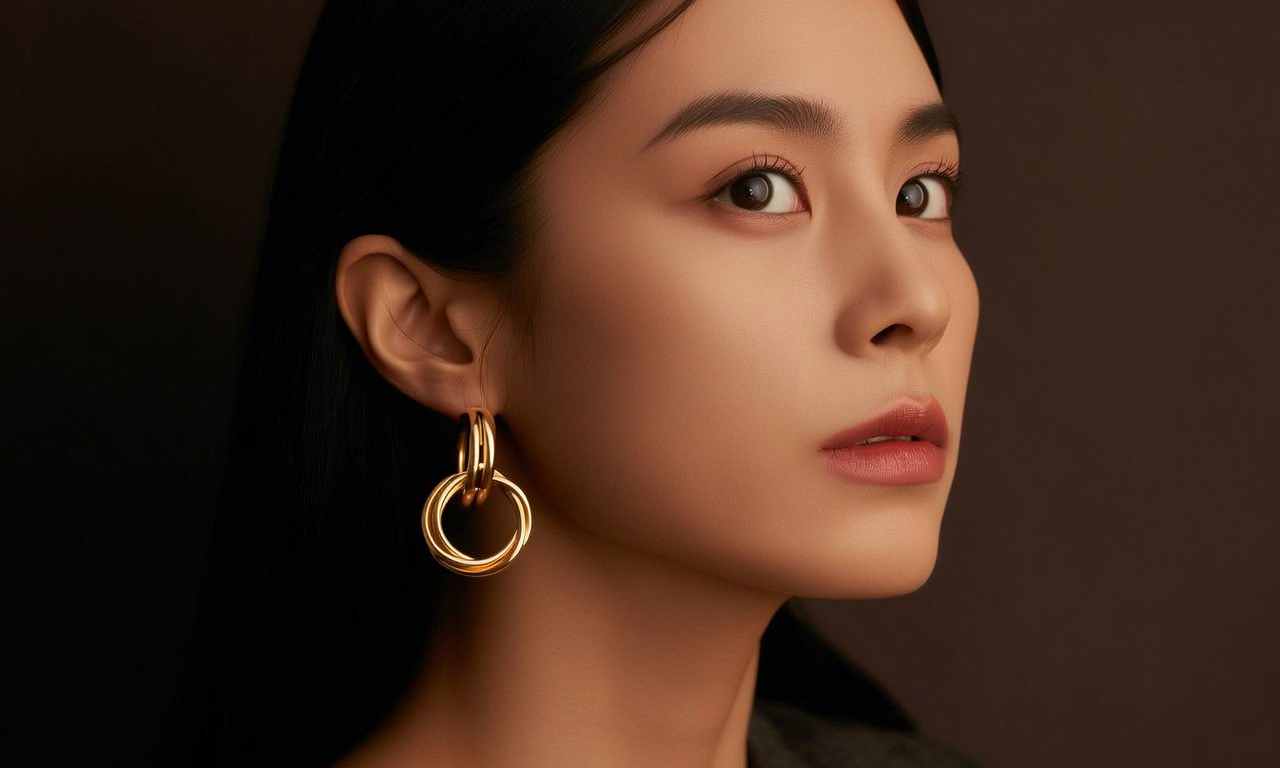 一克金耳环图片