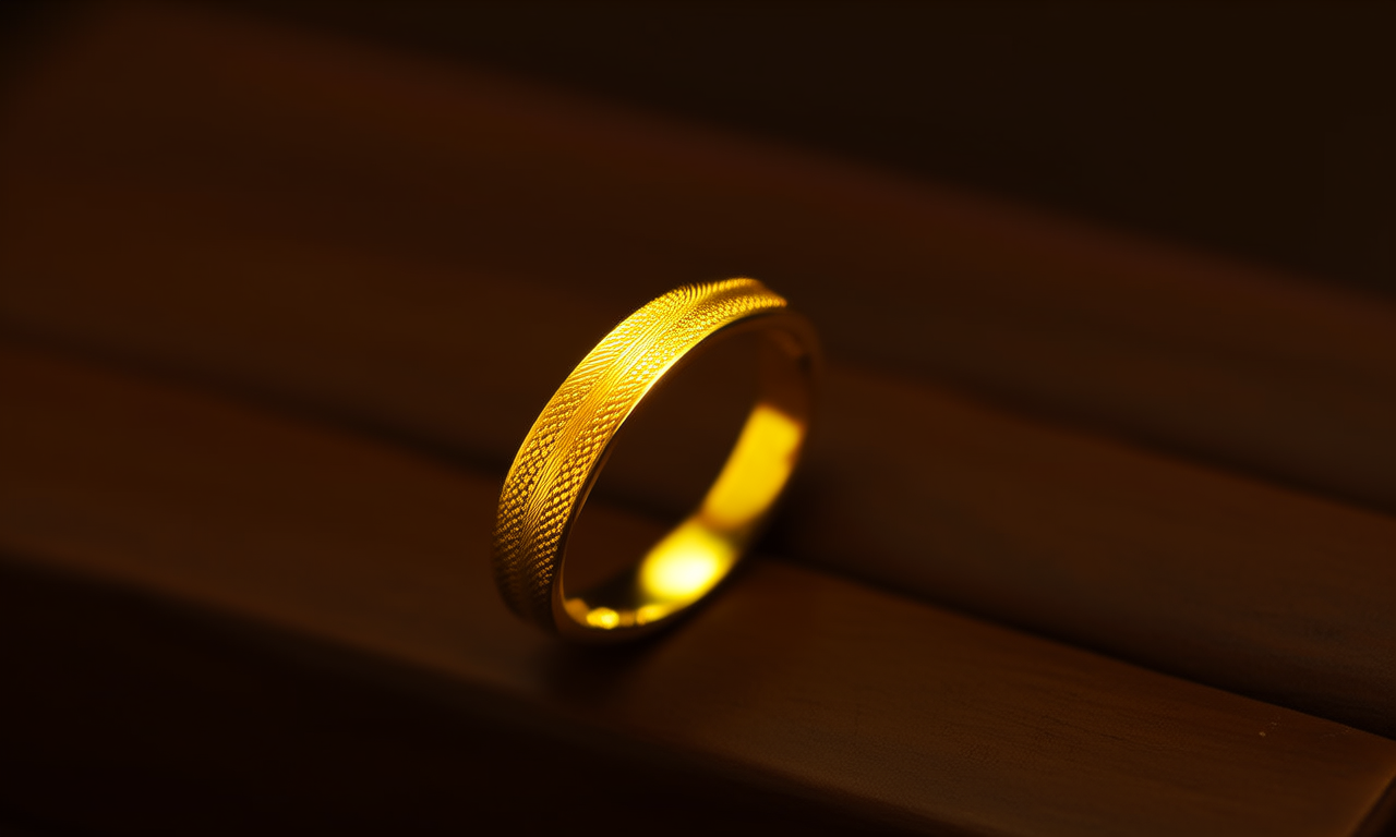 光板黄金戒指图片
