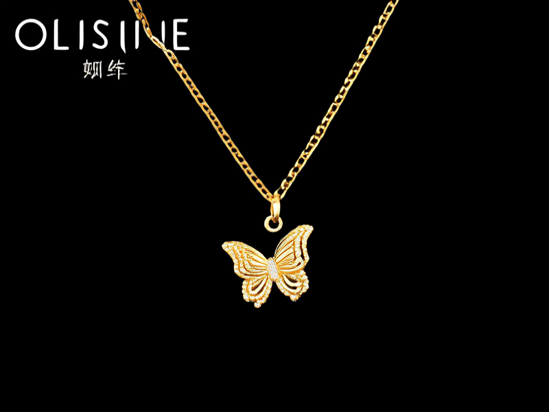 蝴蝶结金项链图片