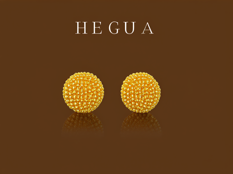 黄金珠子耳钉图片