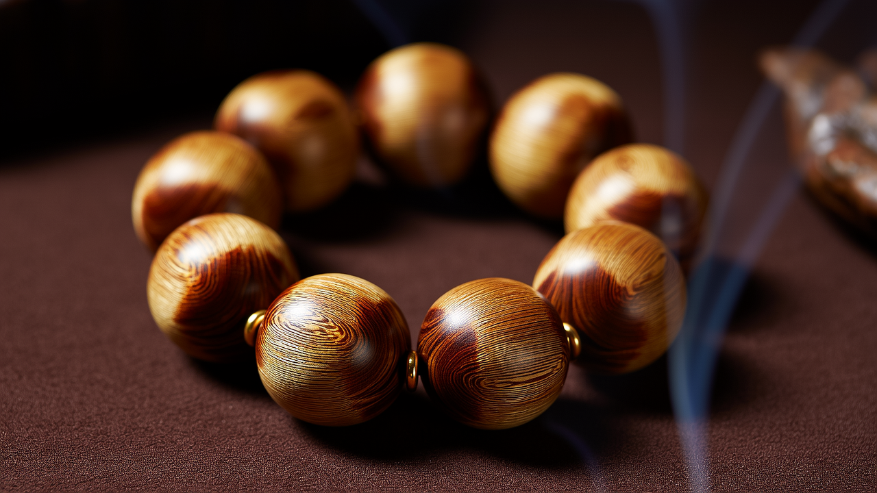 黄金丝楠木手串图片